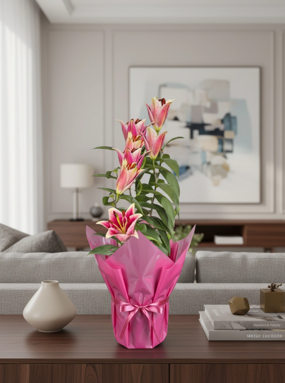 Saksıda İthal Canlı Lilyum