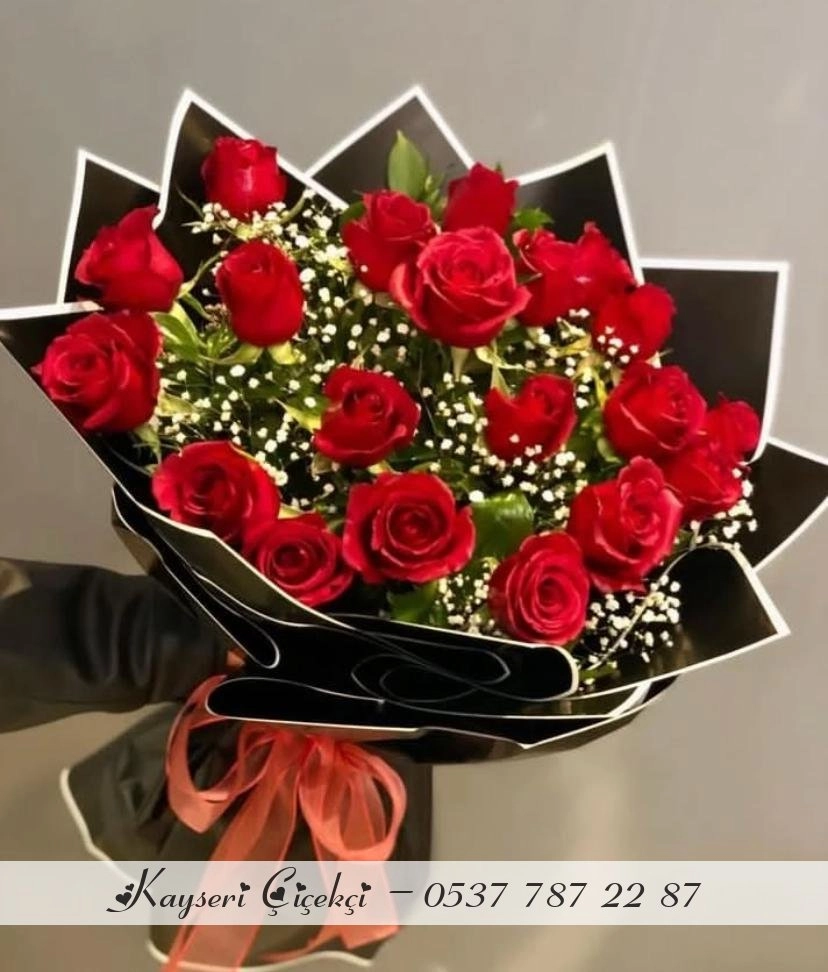 21 Gül Cipso Canlı Buket