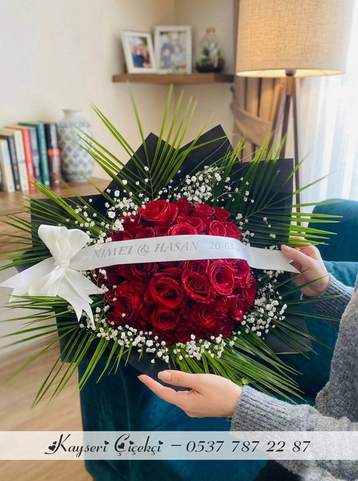 41 Güllü Kişiye Özel Saten Yazılı Premium Buket