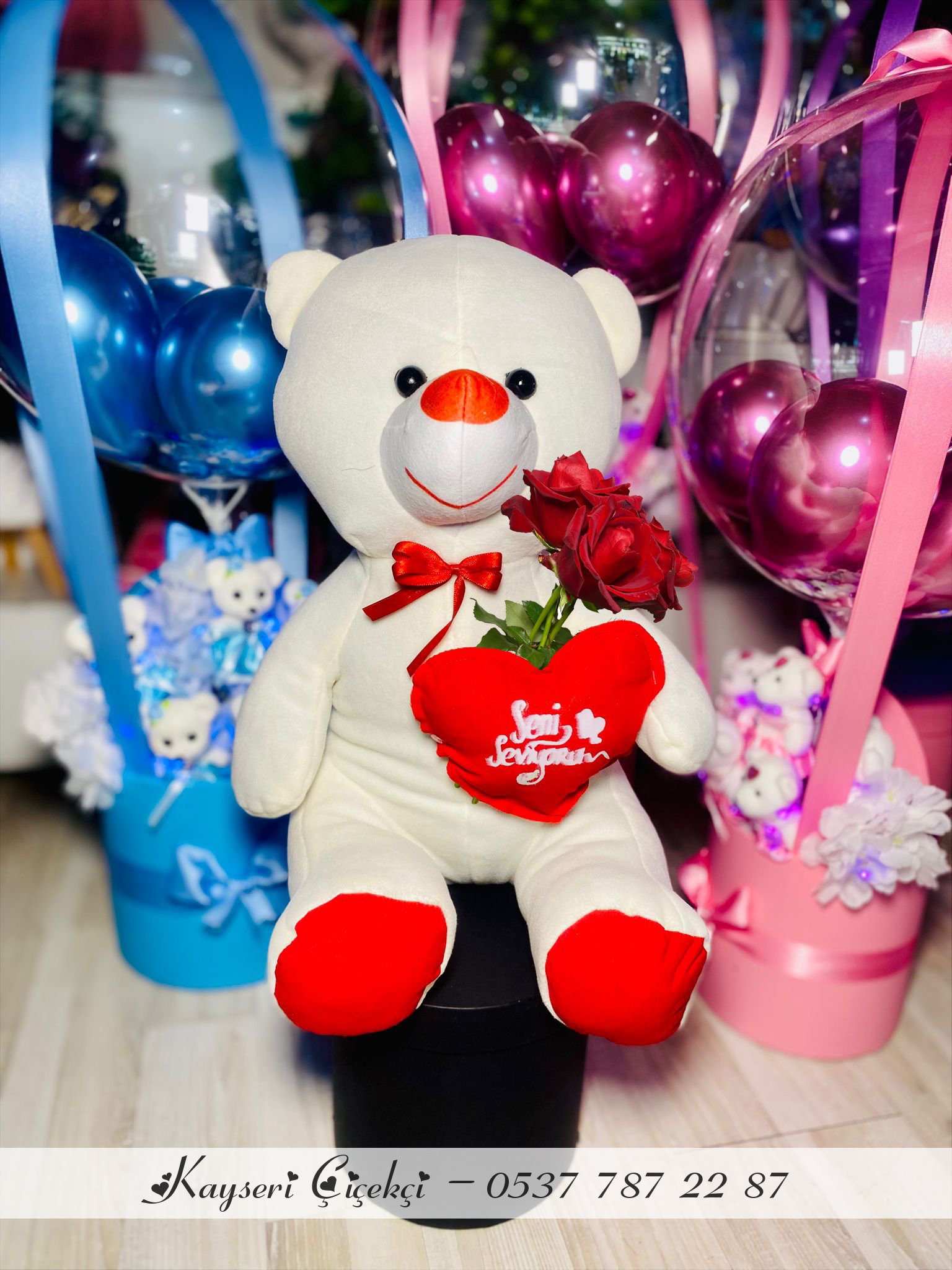 60 Cm Peluş Ayıcık 3 Gül