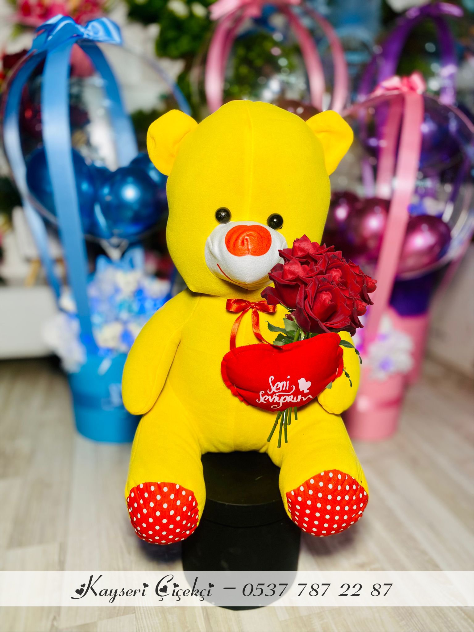 60 Cm Peluş Ayıcık 5 Gül