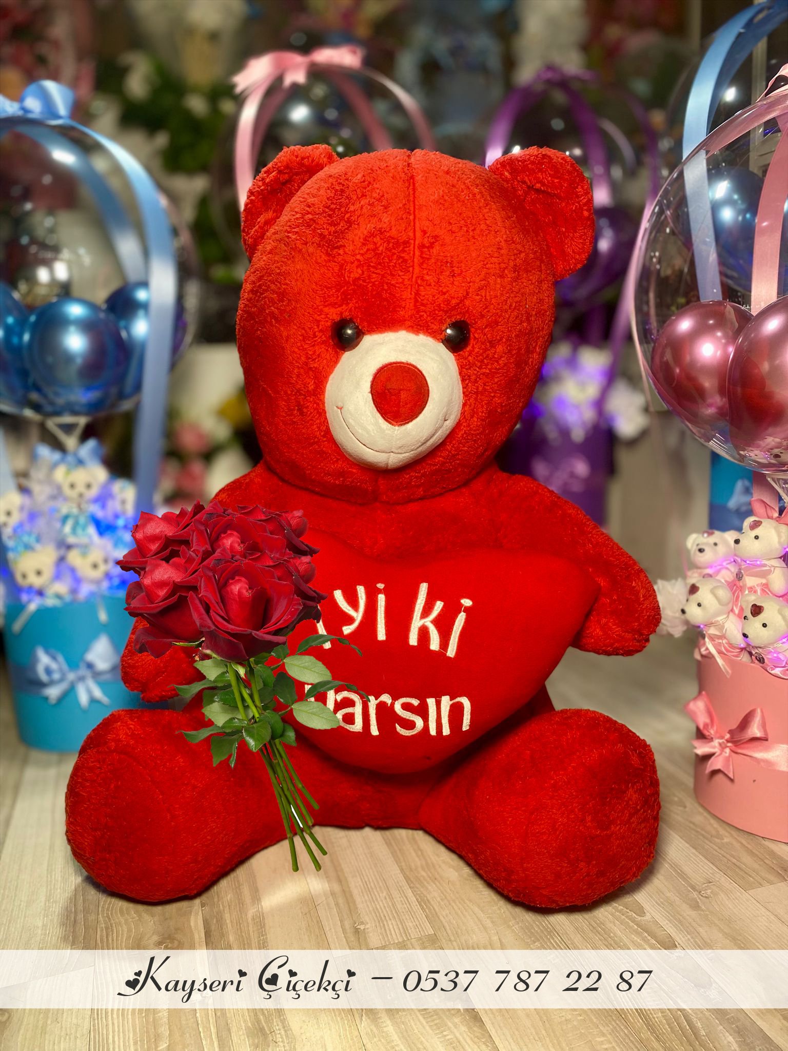 80 Cm Peluş Ayıcık 5 Gül