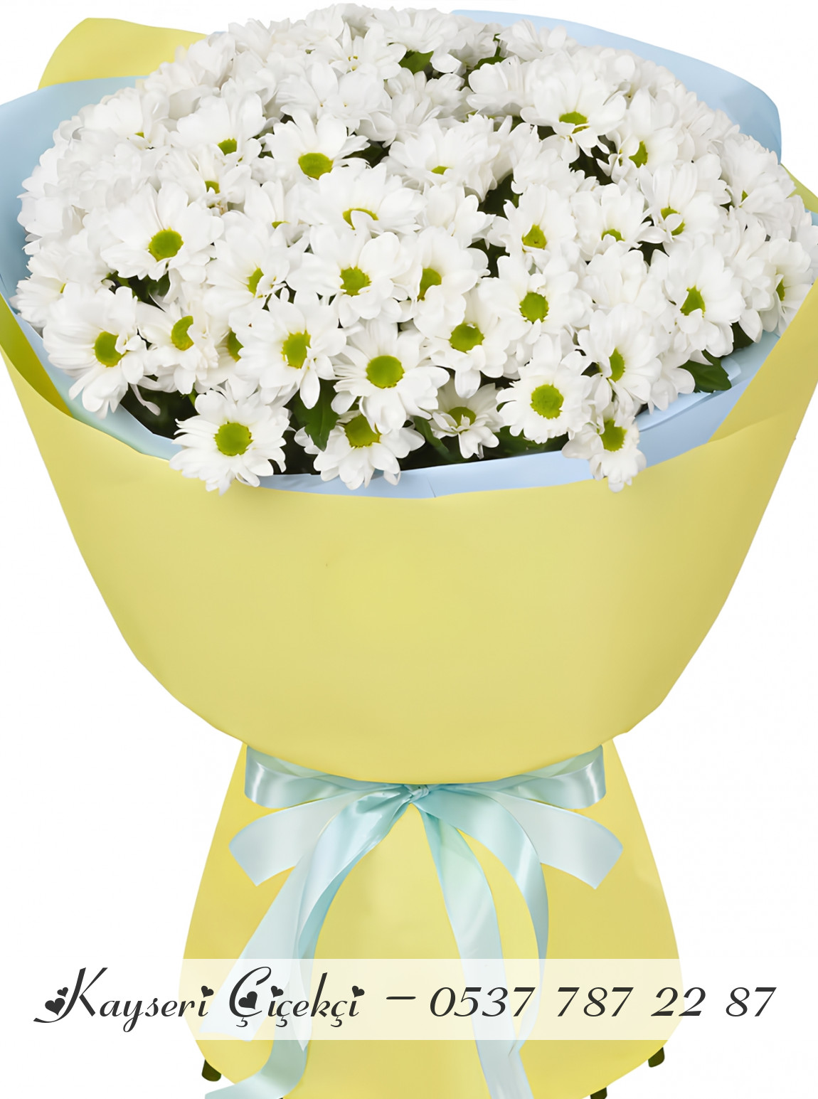 Büyük Sarı Kağıtta Papatya Buketi
