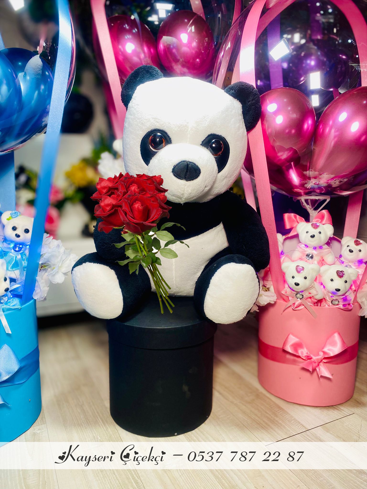 Peluş Panda 60 Cm 5 Gül