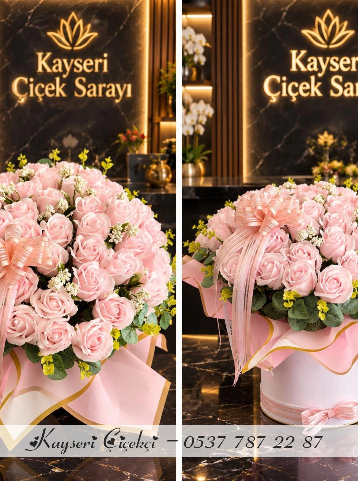 Pembe Gül Rüyası Yapay Kutulu Gül Aranjmanı