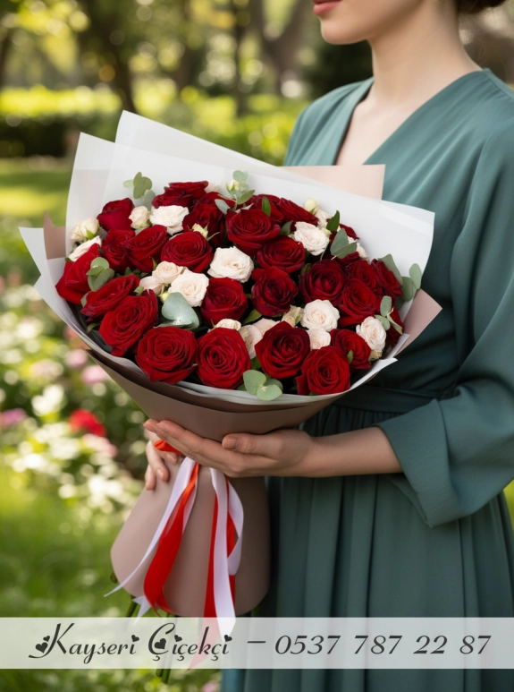 29 Kırmızı Gül Ve 12 Beyaz Gül Buketi