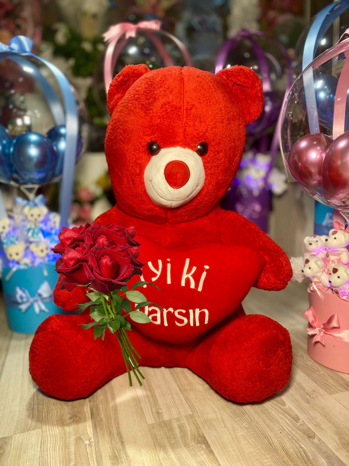 80 Cm Peluş Ayıcık 5 Gül