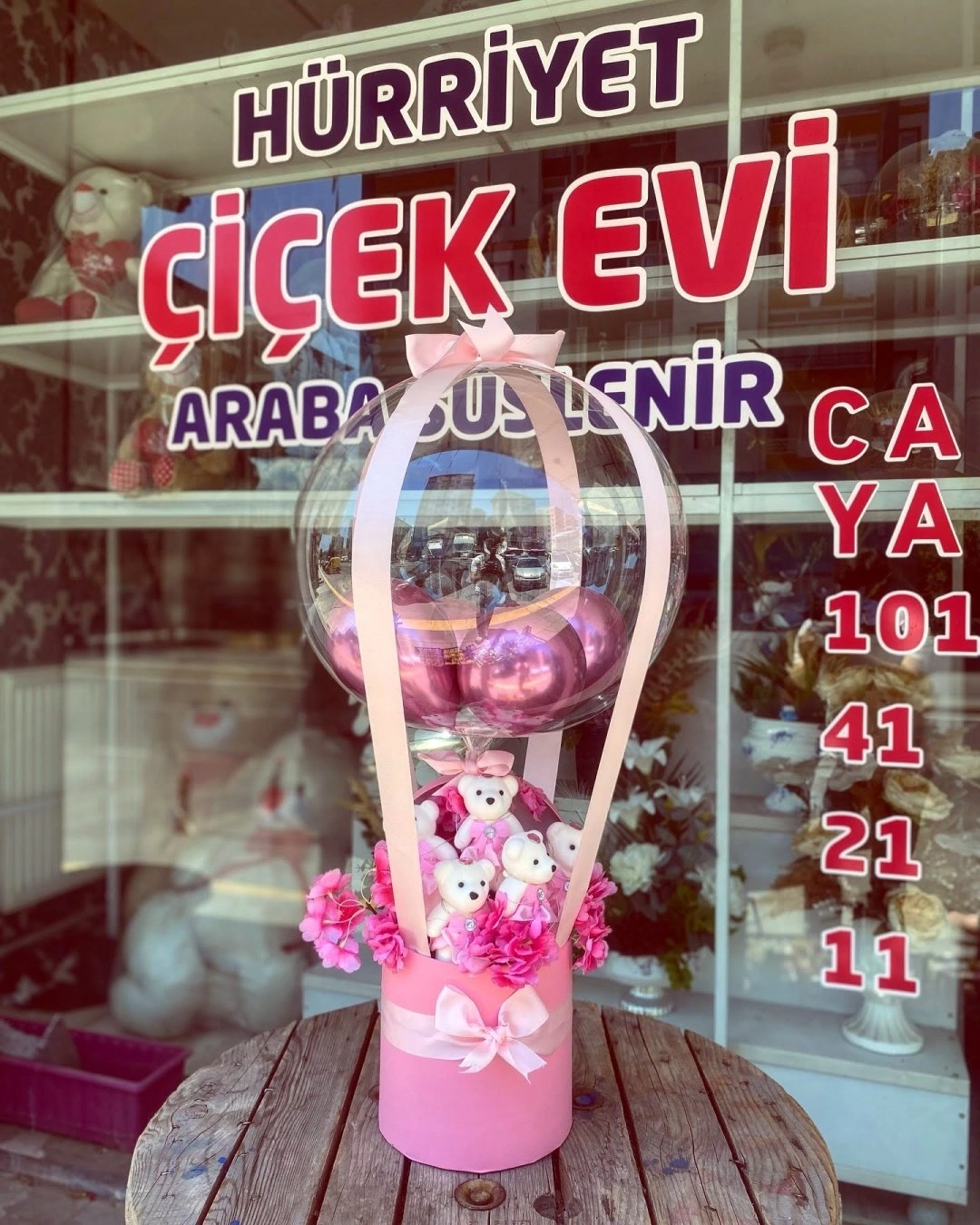 Balonlu Kutu Aranjman Pembe