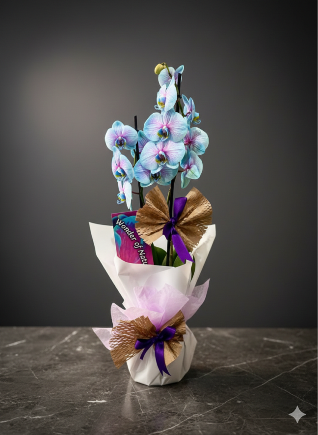 Büyük Boy İthal 2 Dallı Çift Renk Orkide