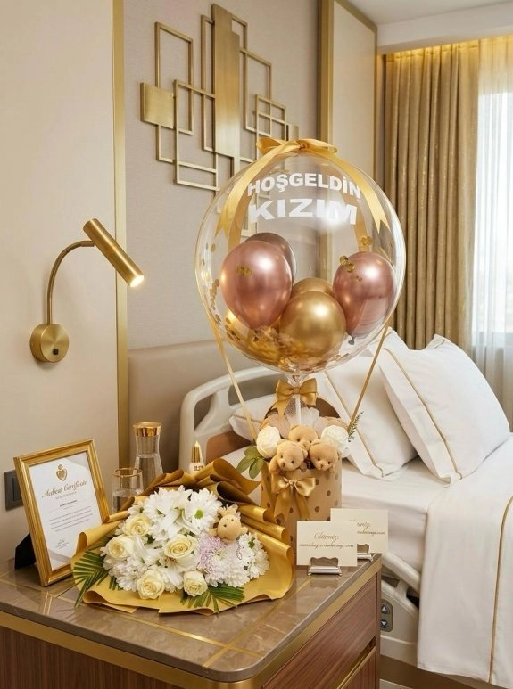 Kutu Balon Çiçek Premium Set