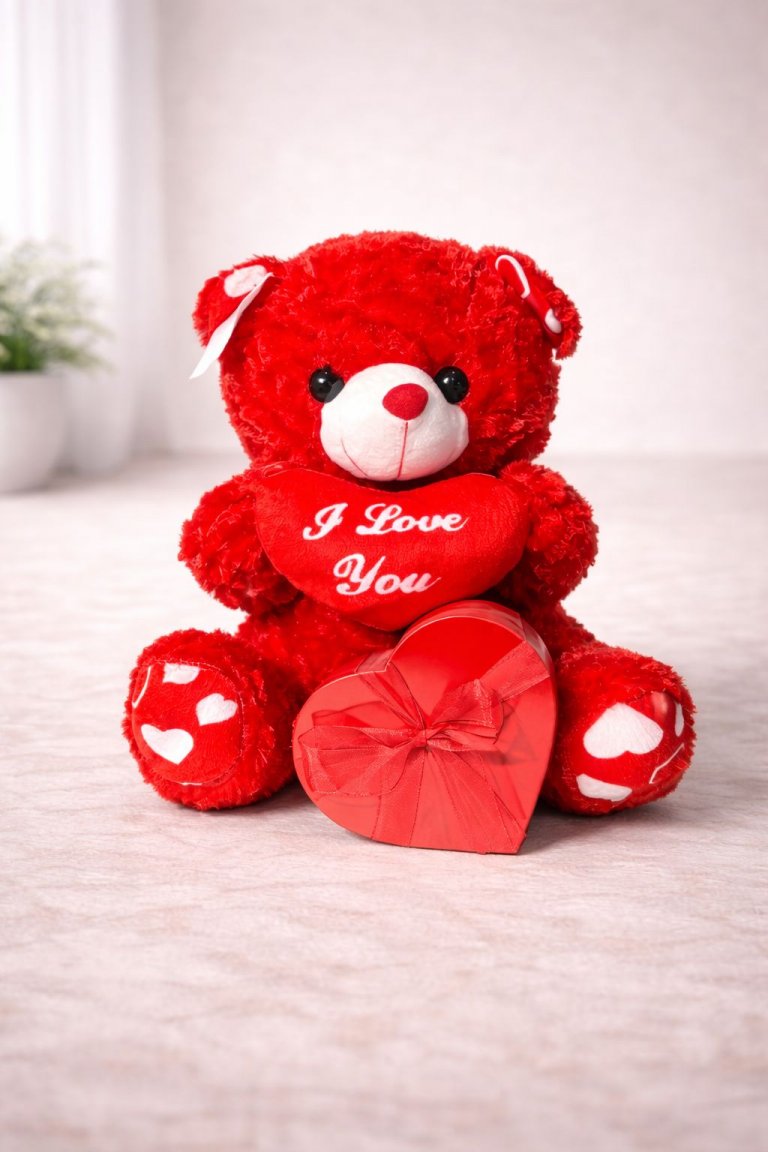 Peluş Ayıcık Kutu Kalpli Bolçi Çikolata