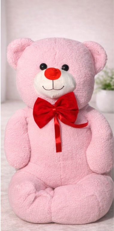 Pembe Kurdeleli Peluş Ayıcık 120-140 Cm