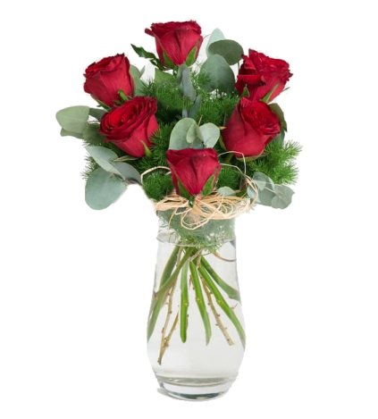 Vazo 6 Lı Gül Canlı