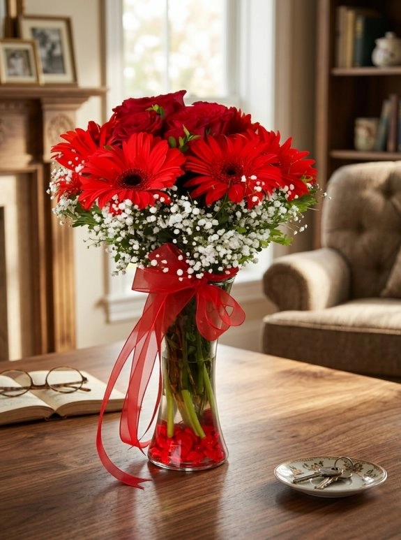 Vazoda Kırmızı Gerbera